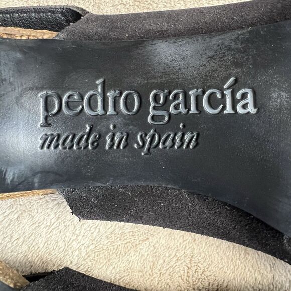 Pedro Garcia Maggie Black Suede Cork Heel Sandal Women EU 35.5 US 5.5 Slingback - Picture 15 of 16